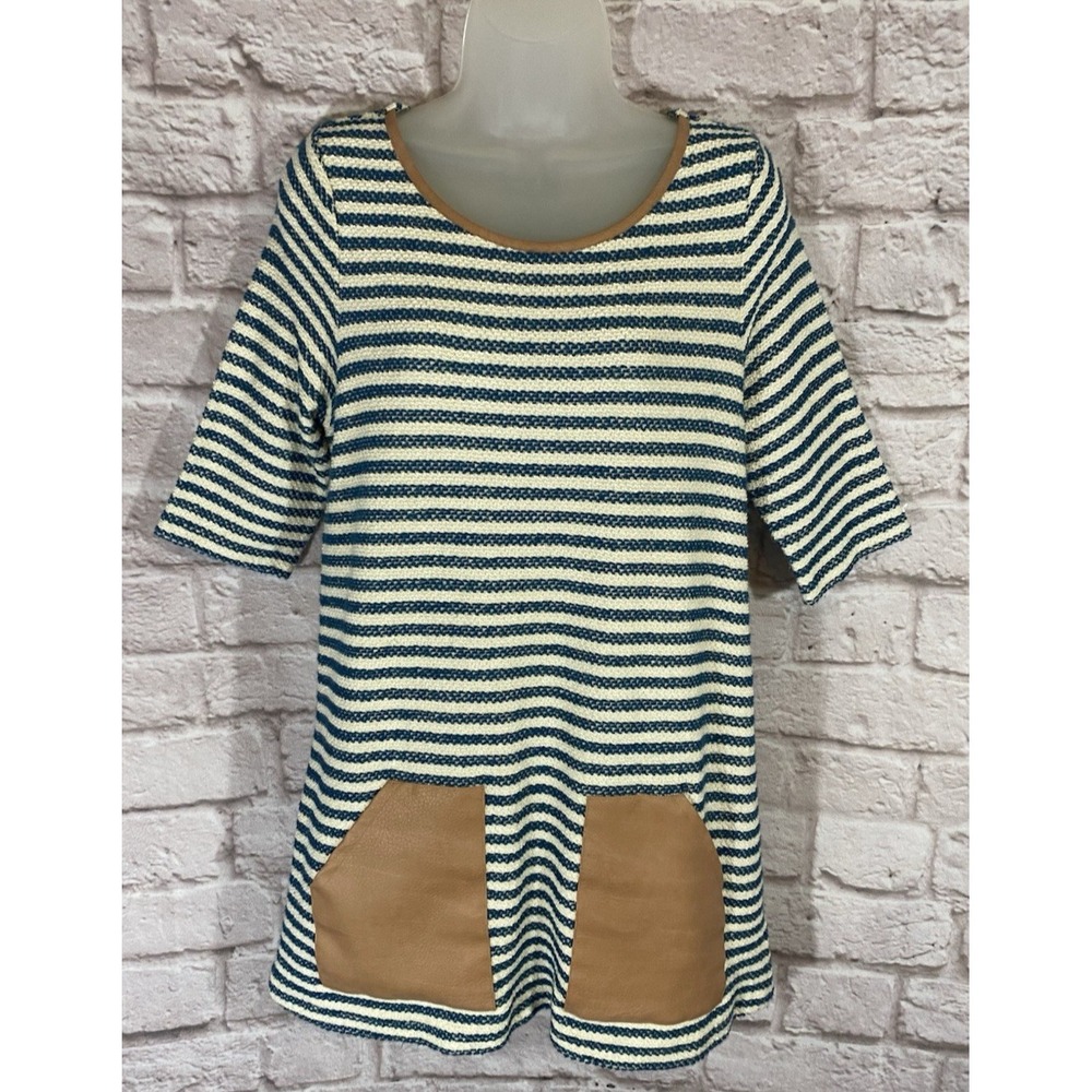 Anthropologie Postmark Postage Stamp Sapony Tunic Dress Medium Striped Pockets‎